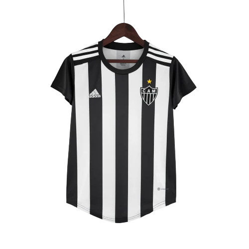 Camisola Feminina Atlético Mineiro I 22/23 - Preto e Branco