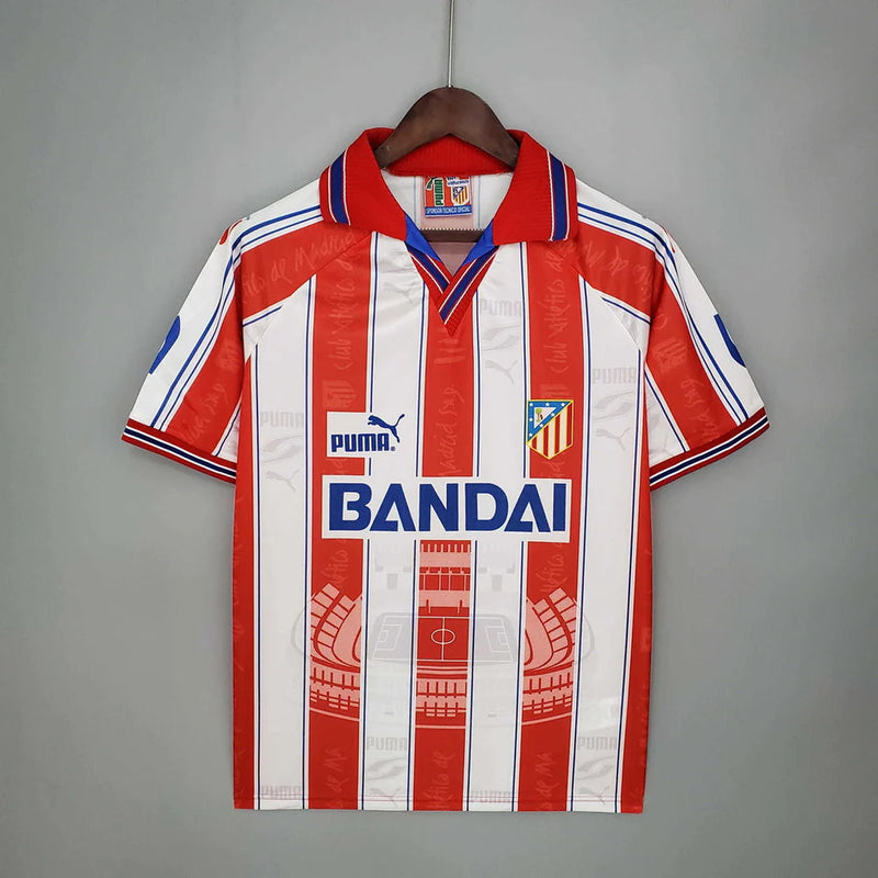 Camisola Atlético de Madrid Retrô 1996/1997 Branca e Vermelha